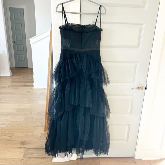 New Betsy & Adam Jasmine Tiered Tulle Corset Gown Black - Picture 4 of 7